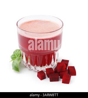 Glass of fresh beetroot juice isolated on white background Stock Photo