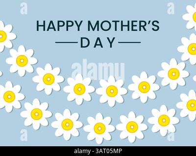 Happy Mother's Day Template Design with Daisy Flowers Stock Vector