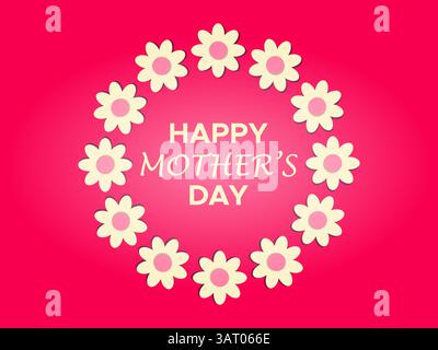 Happy mother's day greeting card banner with round flowers frame for special Mother or Mom holiday celebration Stock Vector