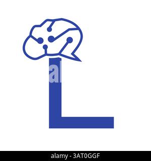 Letter L Brain Logo Design Vector Template Stock Vector