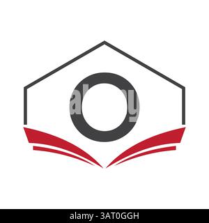 Education Logo On Letter O Concept With Open Book Icon Stock Vector