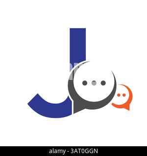 Initial Communication Logo On Letter J With Chat Symbol Stock Vector