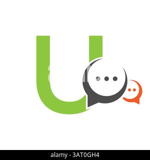 Initial Communication Logo On Letter U With Chat Symbol Stock Vector