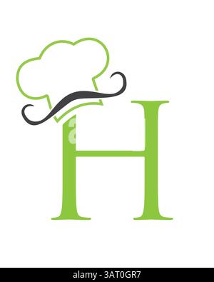 Initial Letter H Chef Hat Symbol For Restaurant Logo Design Vector Template Stock Vector