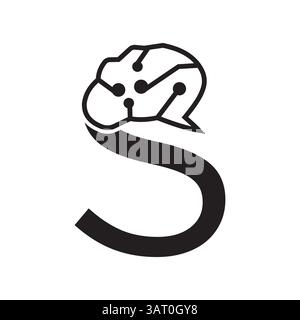 Letter S Brain Logo Design Vector Template Stock Vector