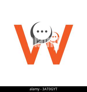 Initial Communication Logo On Letter W With Chat Symbol Stock Vector
