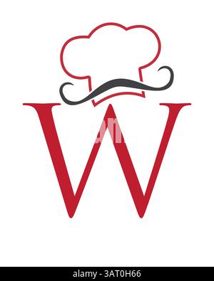 Initial Letter W Chef Hat Symbol For Restaurant Logo Design Vector Template Stock Vector