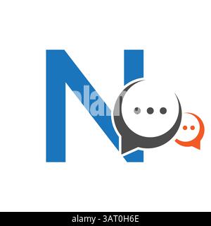 Initial Communication Logo On Letter N With Chat Symbol Stock Vector