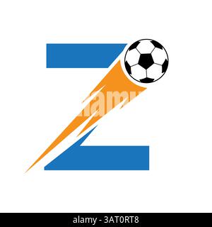 Initial Letter Z Soccer Logo Design With Speed Symbol. Football Logo For Academy and Club Sign Stock Vector
