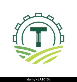Agriculture Logo On Letter T. Agro Farming Logo Symbol Vector and Template Stock Vector