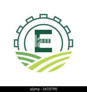 Agriculture Logo On Letter E. Agro Farming Logo Symbol Vector and Template Stock Vector