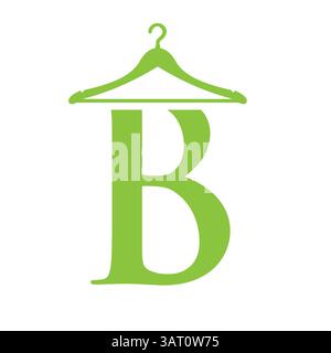 Letter B Laundry Logo Concept With Hanger Symbol For Cleaning Service And Cleaning company Template Stock Vector