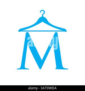 Letter M Laundry Logo Concept With Hanger Symbol For Cleaning Service And Cleaning company Template Stock Vector