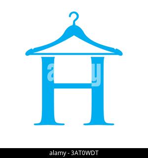 Letter H Laundry Logo Concept With Hanger Symbol For Cleaning Service And Cleaning company Template Stock Vector
