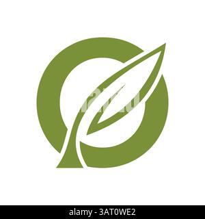 Initial Letter O Leaf Logo Design. Ecology Symbol Vector Template Stock Vector