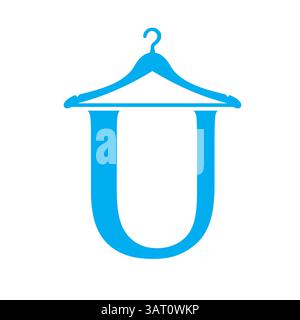 Letter U Laundry Logo Concept With Hanger Symbol For Cleaning Service And Cleaning company Template Stock Vector