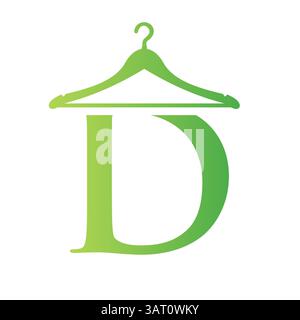 Letter D Laundry Logo Concept With Hanger Symbol For Cleaning Service And Cleaning company Template Stock Vector