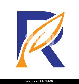 Initial Letter R Leaf Logo Design. Ecology Symbol Vector Template Stock Vector