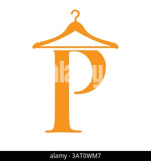 Letter P Laundry Logo Concept With Hanger Symbol For Cleaning Service And Cleaning company Template Stock Vector