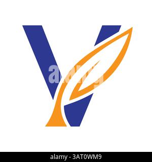 Initial Letter V Leaf Logo Design. Ecology Symbol Vector Template Stock Vector