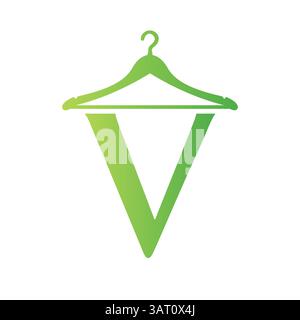 Letter V Laundry Logo Concept With Hanger Symbol For Cleaning Service And Cleaning company Template Stock Vector