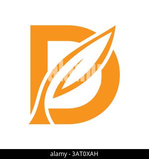 Initial Letter D Leaf Logo Design. Ecology Symbol Vector Template Stock Vector
