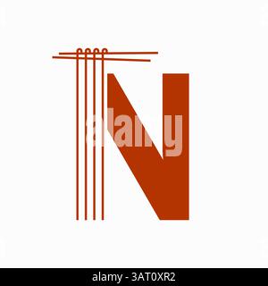 Letter N Noodles Logo Design Concept With Noodles and Sticks Icon Vector Template Stock Vector