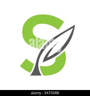 Initial Letter S Leaf Logo Design. Ecology Symbol Vector Template Stock Vector