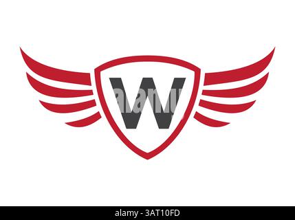 Wing Logo On Letter W Alphabet For Transportation Logo Symbol Stock Vector