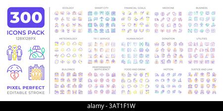 Sustainability two color line icons set collection Stock Vector
