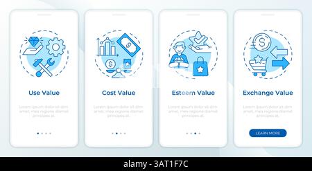 Service value types onboarding mobile app screen Stock Vector