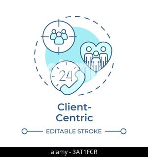 Client centric soft blue concept icon Stock Vector