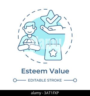 Esteem value soft blue concept icon Stock Vector