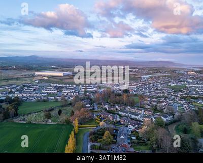 Nice Flight at Sunset Over Dundalk, County Louth, Republic of Ireland Stock Photo
