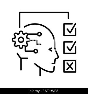 Reinforcement Learning black line icon for digital and print projects.  Minimal clean icons for apps and websites. Modern simple icons for UI UX and b Stock Vector