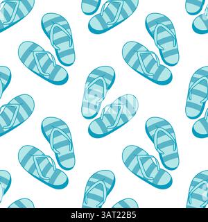 Colorful flip flop pattern in blue tones with clean summer design. Great for vacation backgrounds, textile, and digital prints. Stock Vector