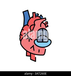 heart implant color flat icon for digital and print projects.  Minimal clean icons for apps and websites. Modern simple icons for UI UX and branding Stock Vector