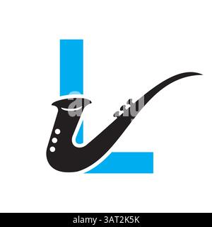 Initial Letter L Music Logo Concept With Jazz or Saxophone Icon Vector Template Stock Vector