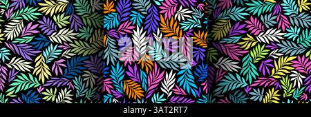 Tropical Bold Florals Modern Summer Leaves Silhouettes Vector Seamless Pattern for Party Covers, Fabric Textile, Interior Wallpapers Stock Vector