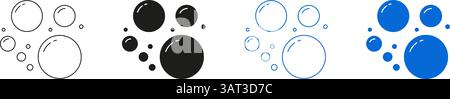Cleansing Bubbles And Microfoam Line And Solid Icon Set. Air Spheres And Floating Water Droplets Symbol Collection. Isolated Vector Illustration Stock Vector