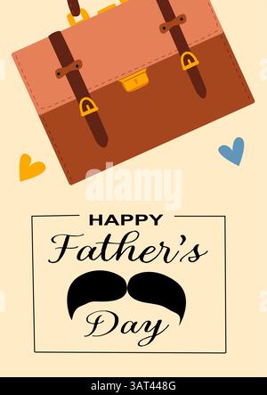 Father's day card design featuring briefcase and mustache graphic. Stock Vector