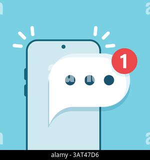 Phone notifications icon in flat style. Smartphone with new notice vector illustration on isolated background. Reminder message sign business concept. Stock Vector