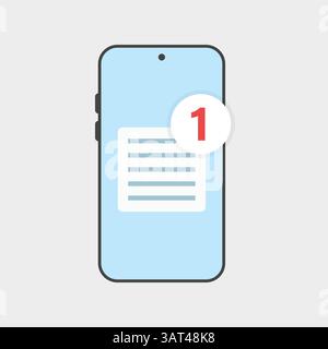 Phone notifications icon in flat style. Smartphone with new notice vector illustration on isolated background. Reminder message sign business concept. Stock Vector
