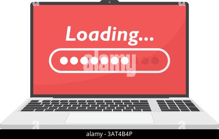 Laptop loading process icon in flat style. Software update vector illustration on isolated background. Updating sign business concept. Stock Vector