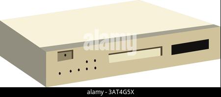 Vintage DVD player 2d vector illustration isolated on white background Stock Vector