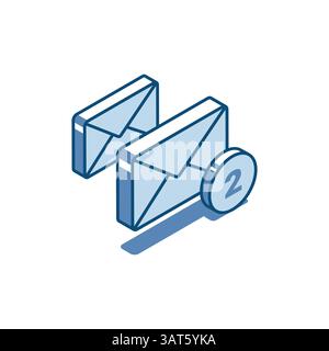 isometric vector mail envelopes linear icon, in color on white background, mailing or emails Stock Vector