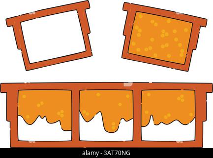 Frames for honeycombs in a beehive of different shapes. Vector cartoon illustration beekeeping Stock Vector