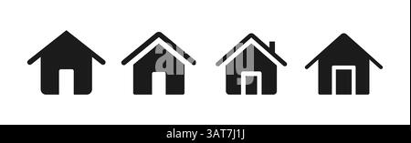 Home icons set. House icon collection. Real estate. Flat-style house symbols for apps and websites on a white background - stock vector. Stock Vector