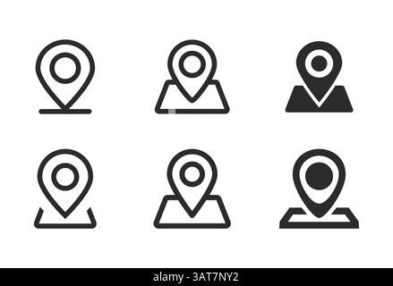 Location pin black icon set flat vector illustration Stock Vector