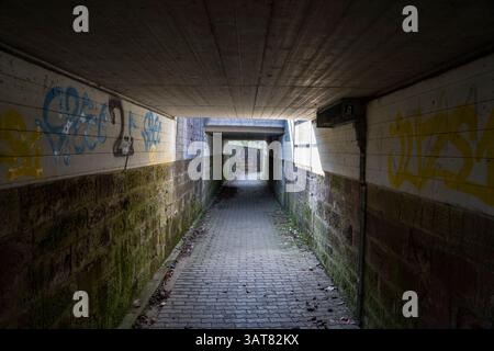 Pedestrian tunnel under the railway line, Hümme, Trendelburg, Hesse, Germany, Europe Stock Photo